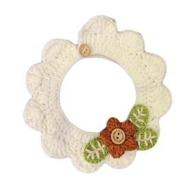 White Flower Knitted Dog Collar Handmade Necklace