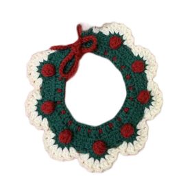 Christmas Dog Collar Bib Handmade Knitted Pet Ornaments Necklace Crochet Scarf Collar