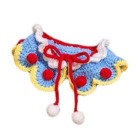Lacy Knitted Handmade Blue Christmas Collar