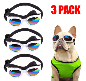 Pet Sunglasses Dog Cat Windproof Glasses Accessories Goggles Small Medium Dog Sun Visor Eye Wear Glasses UV Dust Fog Protection With Adjustable S (Option: 3PCS)