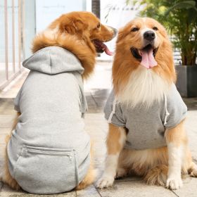 Classy Dog Hoodie with Hat and Pocket Classic Plaid and Solid Colors (colour: Big dog zipper pocket sweater grey, size: M (chest circumference 42, back length 30cm))