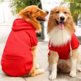 Classy Dog Hoodie with Hat and Pocket Classic Plaid and Solid Colors (colour: Big dog zipper pocket sweater pure red, size: 3XL (chest circumference 70, back length 55cm))