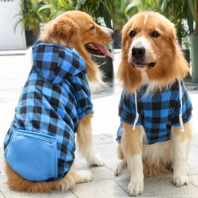 Classy Dog Hoodie with Hat and Pocket Classic Plaid and Solid Colors (colour: Zipper pocket coat blue black plaid, size: XS (chest circumference 32, back length 20cm))