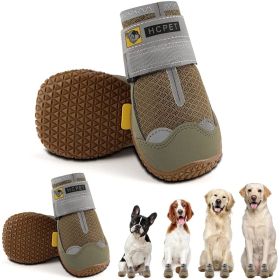 Hcpet Breathable Waterproof Anti-Slip Boots (Color: Khaki-waterproof, size: #7 (width 2.55 inch) for 63-78 lbs)